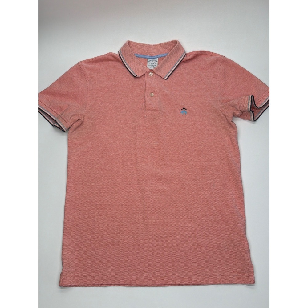 Brooks Brothers 1818 Slim Fit Performance Polo Shirt Salmon Pink Mens Small S
